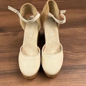 VISCATA Women's Cream Espadrille Wedges
